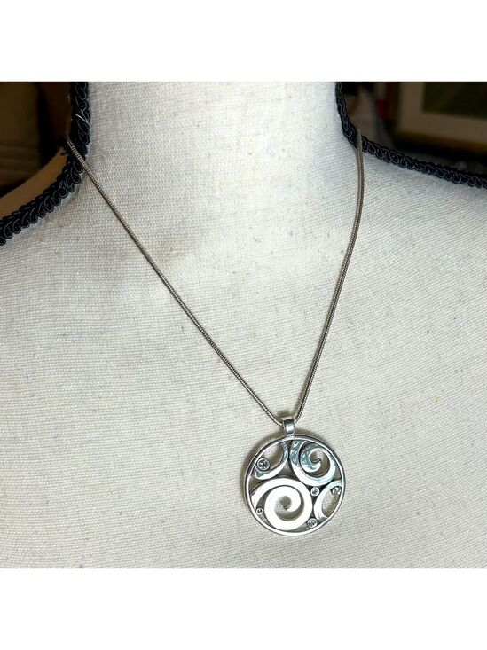 Brighton Jewelry - Brighton London Groove Necklace Silver Plated Crystals Swirl Design